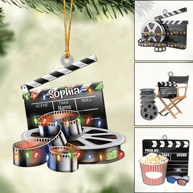 Personalized Film Clapboard Christmas Ornament, Movie Ornament, Christmas Gift For Watching Movie Lover, Xmas Tree Decor