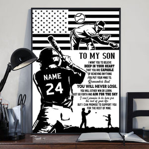 Son You Are Capable Of Achieving Anything Personalized Baseball Poster