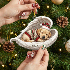 Personalized Angel Dog Acrylic Ornament, 6 Puppy Styles Available, Sleeping Pet Memorial Gift, Custom Christmas Keepsake for Dog Lovers, Pet Home Decor