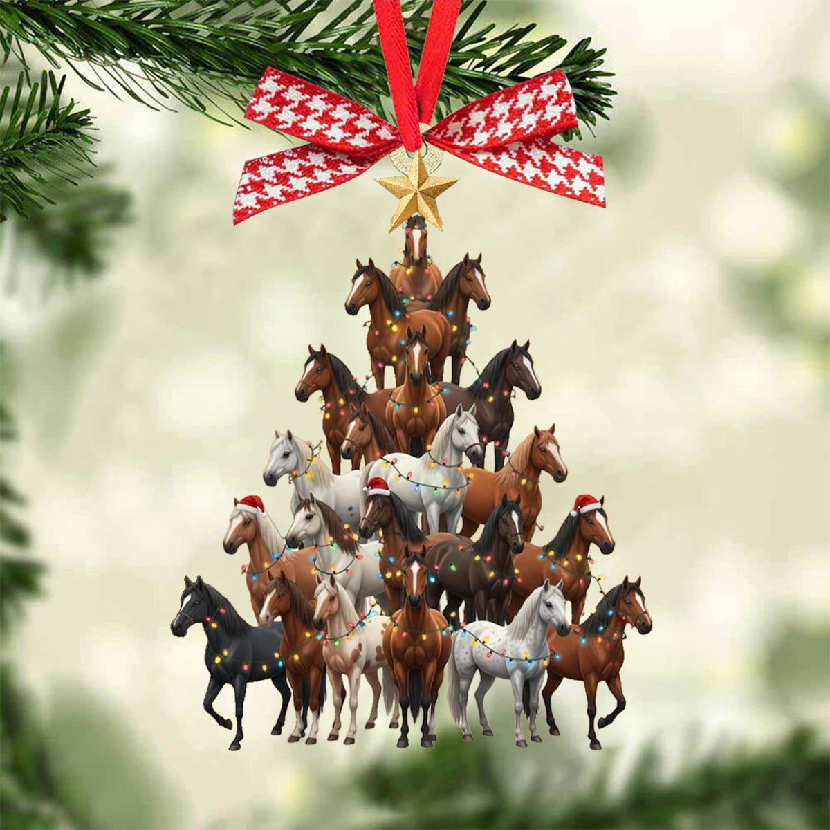 Horse Tree Christmas Ornament Gift For Horse Lover
