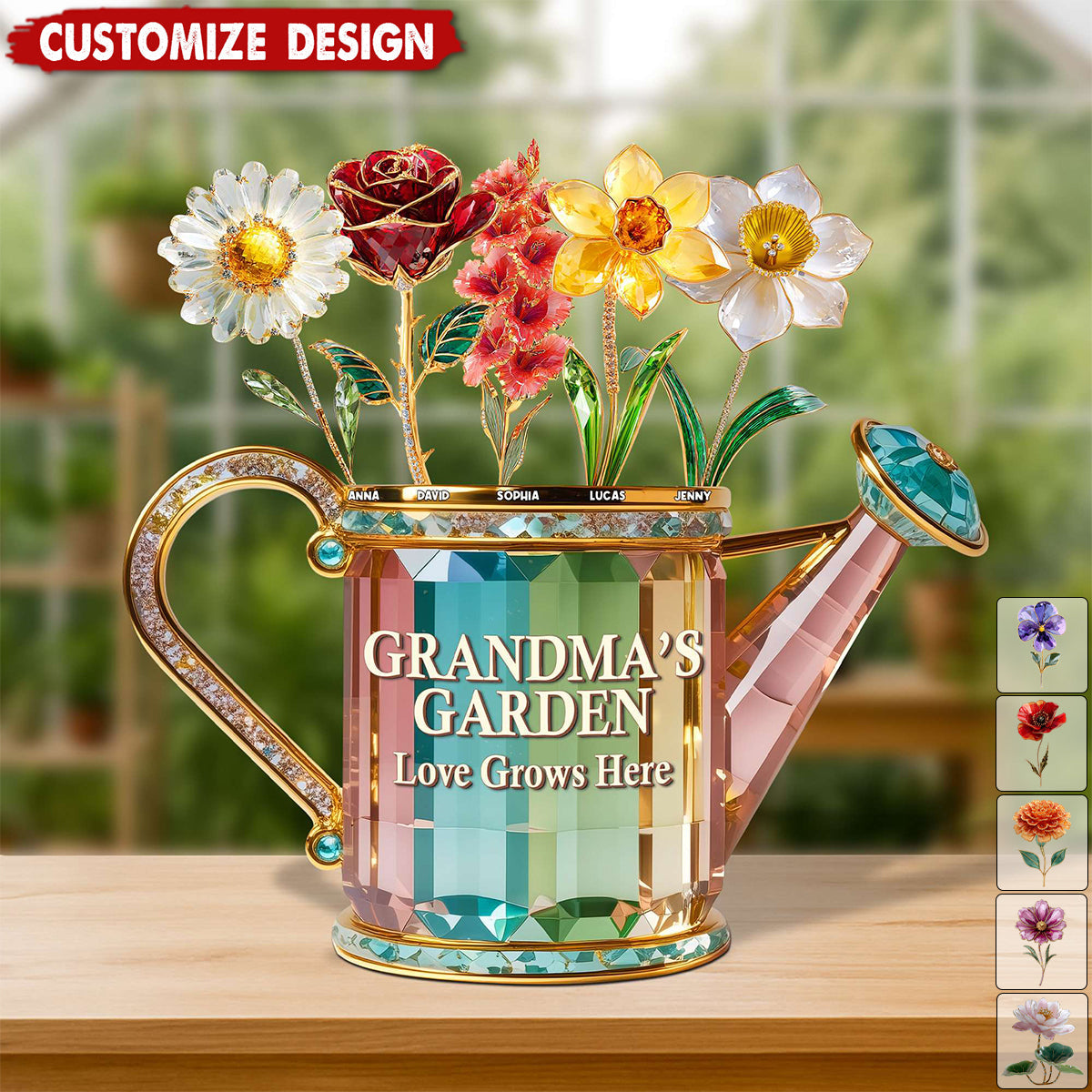 Personalized Grandma Birth Month Flowers Acrylic Plaque - Gifts For Grandma