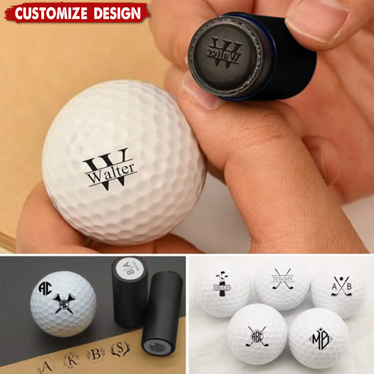 Personalized Monogrammed Initial Golf Ball Stamp-Gift for Golf Player