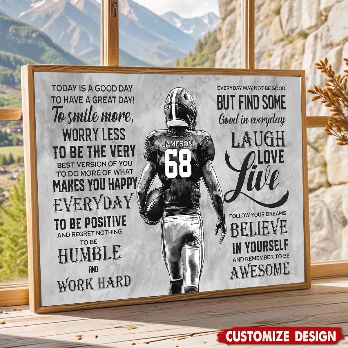 Today Is A Good Day-Motivational Personalized Football Boy Poster-Gift For Football Lovers