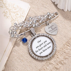 Today a Beautiful Bride Tomorrow a Loving Wife Always My Wonderful Daughter - Personalized Engraved Bouquet Charm Pin Brooch