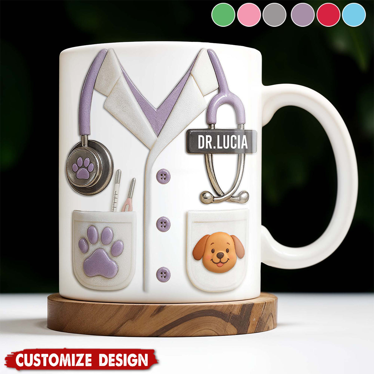 Medical Professional Design With Stethoscope And Dog Cat - Personalized Coffee Mug - Gift For Veterinarians