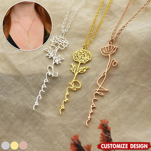 Graduation Gift - Personalized Flower Name Necklace