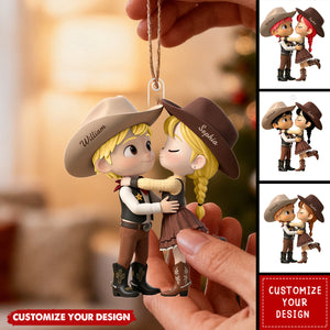 Personalized Cowboy/Cowgirl Couple Christmas Ornament, Western Country Lovers Gift