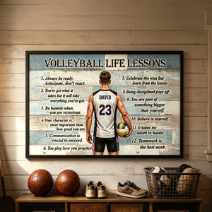 Personalized Volleyball Life Lessons Poster - Inspirational Gift for Young Volleyball Athletes & Sports Families