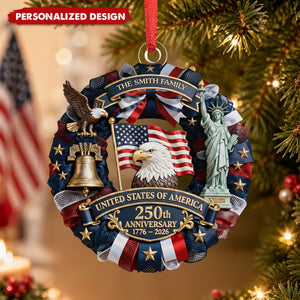Custom Acrylic Ornament - Personalized America 250th Anniversary Gifts For Mom, Dad, Brother, Sister, Kids - Family Forever United