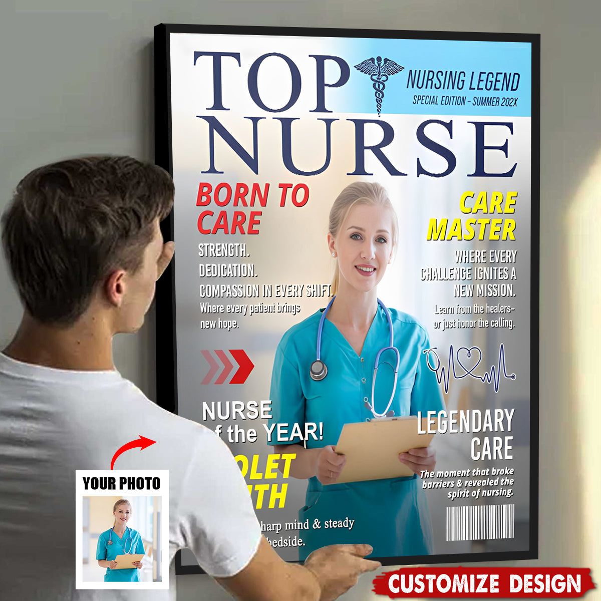 Personalized Top Nurse Magazine Cover Poster - Gift for Nurse