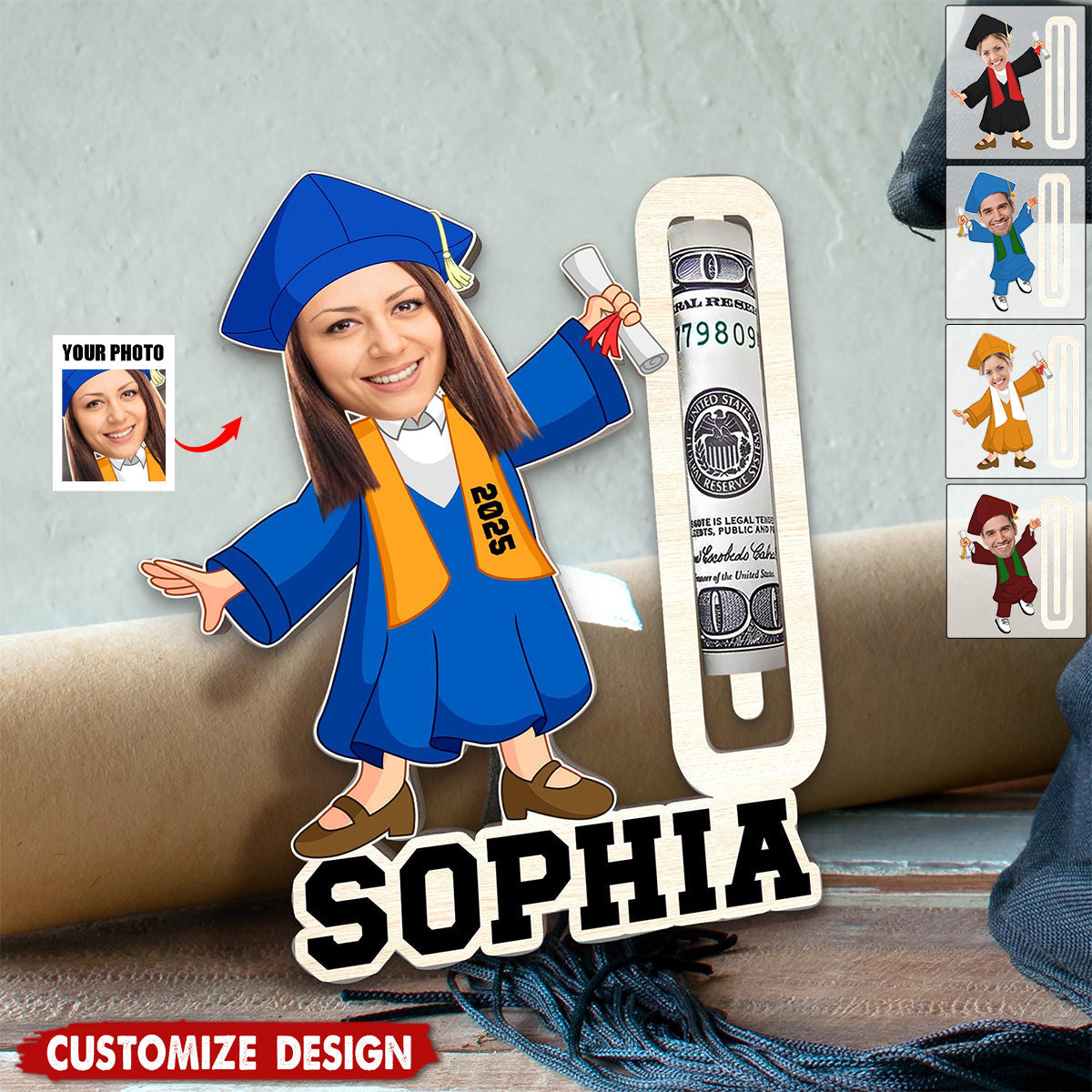 Personalized Graduation Photo Money Holder Class Of 2025