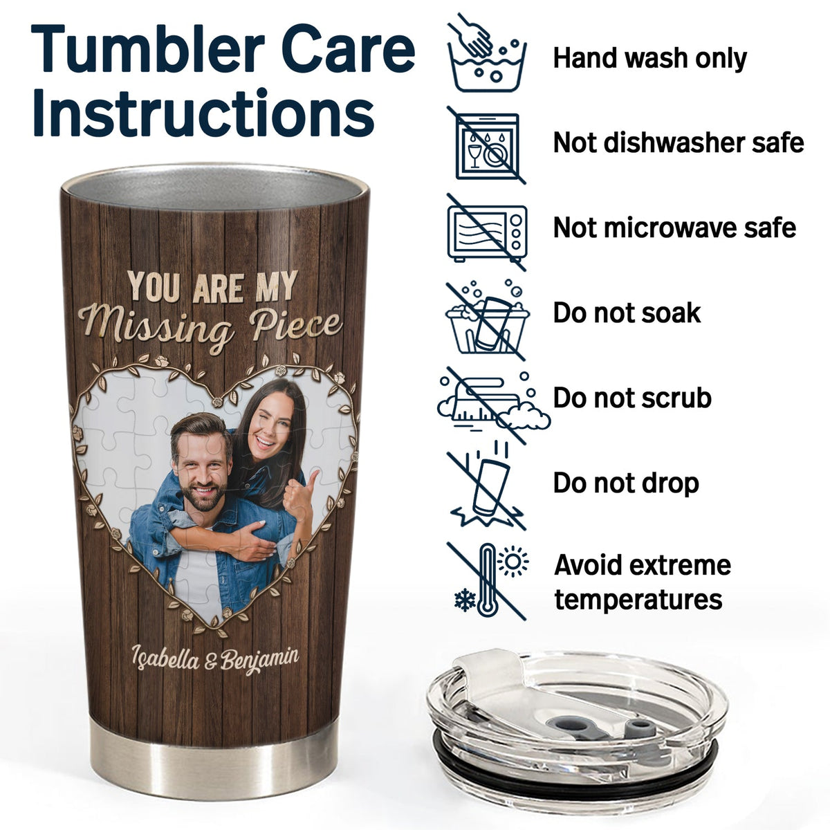 Custom Photo You Are My Missing Piece - Anniversary Gift For Couples - Personalized Tumbler