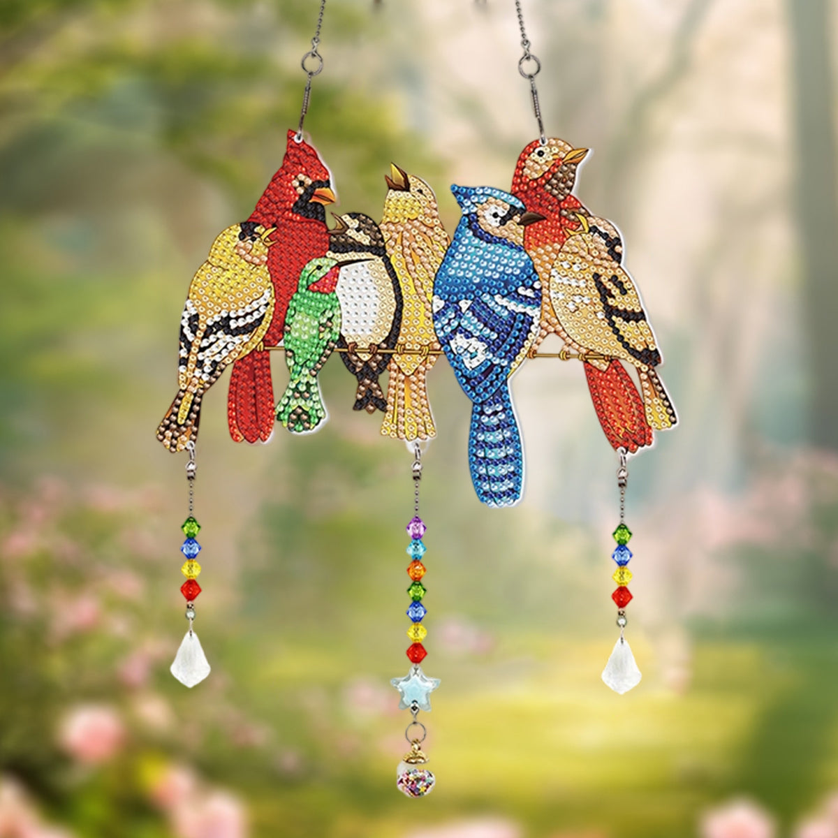 Diamond- Art Hanging Kit - Special Rhinestone 5D Window Ornament - Gift For Bird Lovers