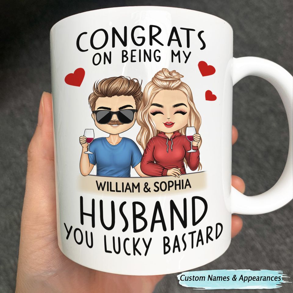 Congrats On Being My Husband Chibi - Anniversary, Vacation, Funny Gift For Couples, Family - Personalized Custom Mug