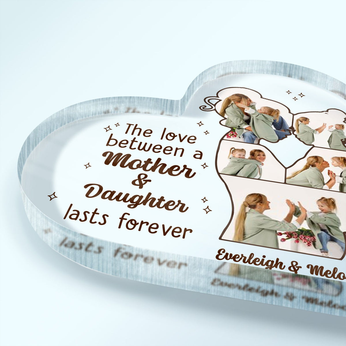 Custom Photo The Love Between A Mother & Daughter, Son - Gift For Mom, Mama - Personalized Heart Shaped Acrylic Plaque