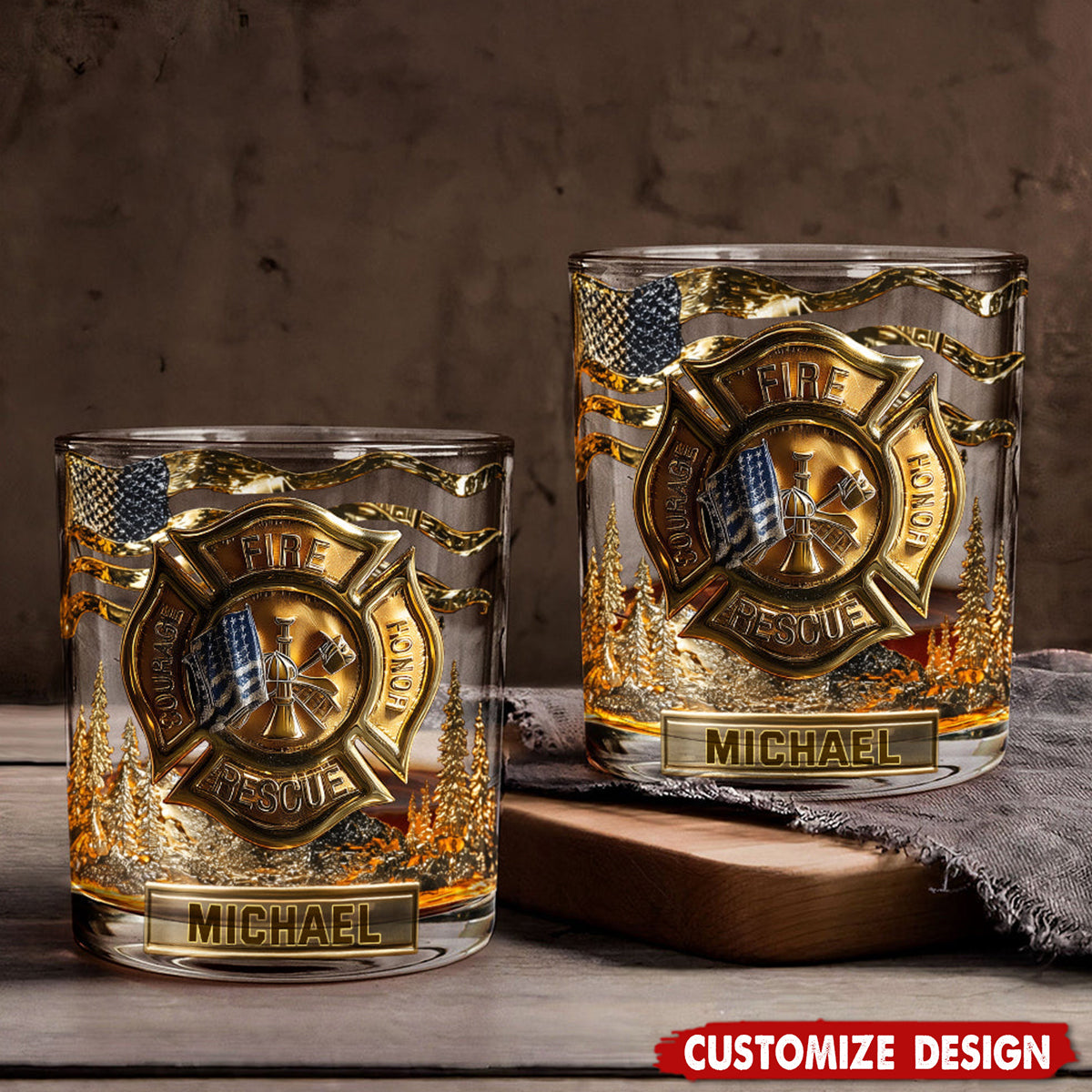 Awsome Fighter - Personalized Firefighter Whiskey Glass