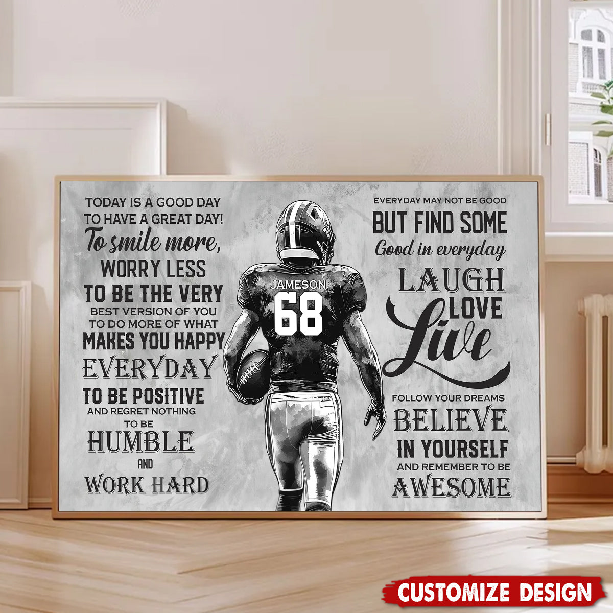 Today Is A Good Day-Motivational Personalized Football Boy Poster-Gift For Football Lovers