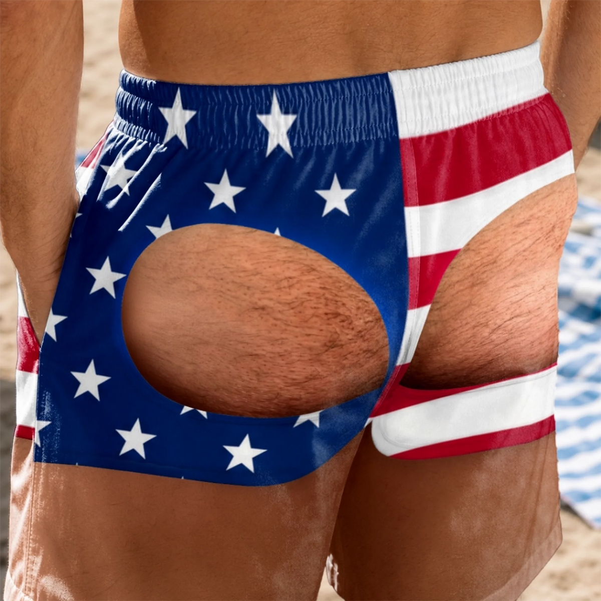 Personalized Funny Patriotic Men Swim Trunks - Gifts For Husband, Son, Grandson, Brother, Grandpa, Dad, Yourself - Look Twice
