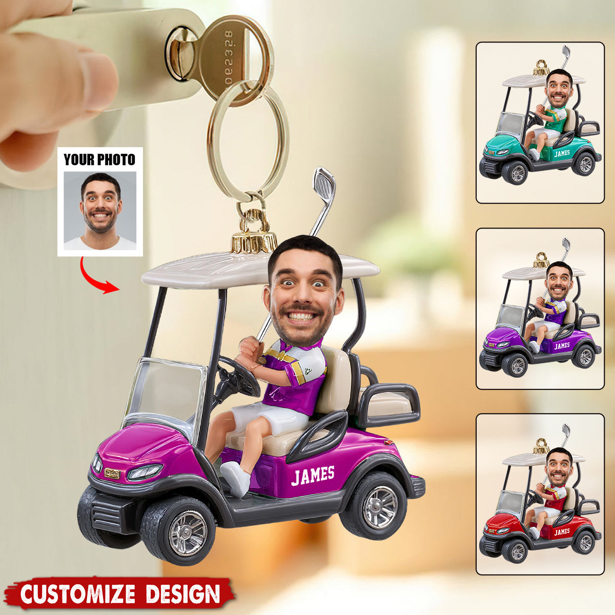 Personalized Golf Acrylic Keychain - Gift for Golf Lovers