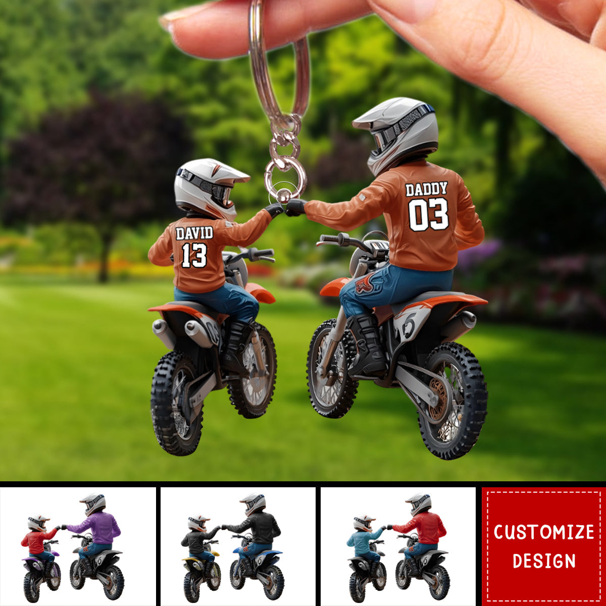 Dirt Bike Dad And Kid - Personalized Dirt Bike Acrylic Keychain