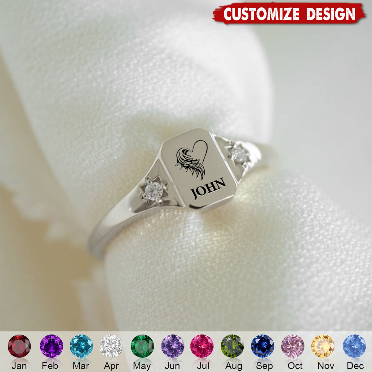I Will Carry You With Me Until I See You Again - Personalized Memorial Birthstone Ring