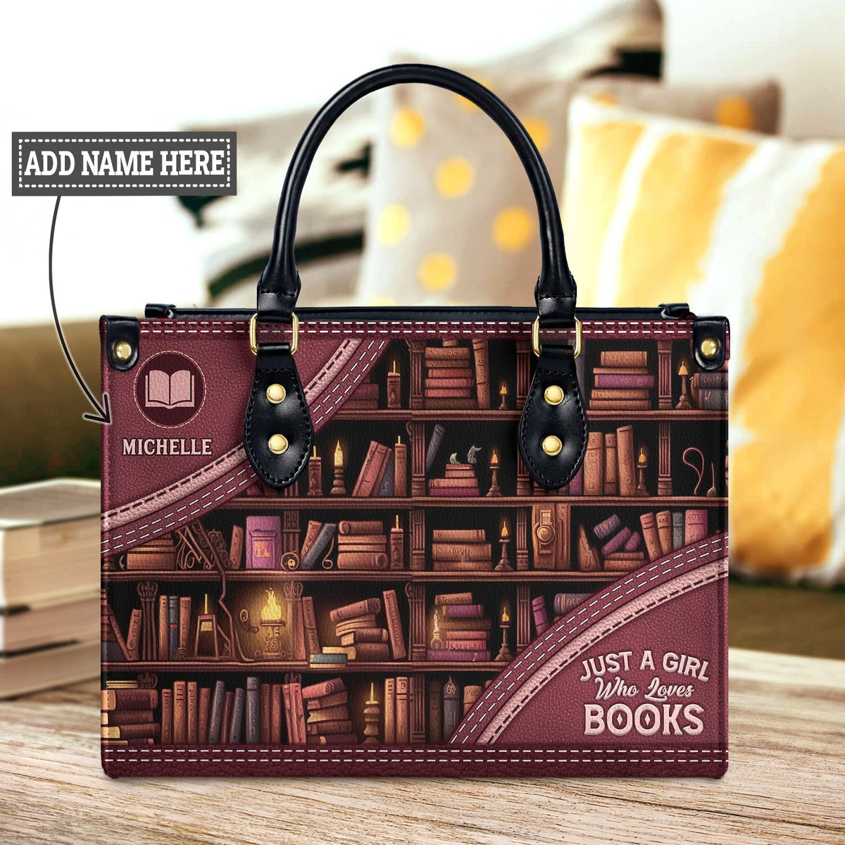 Just A Girl Who Loves Books Personalized Leather Handbag
