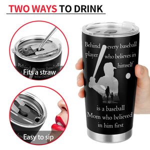Personalized Baseball Mom Behind Customized Tumbler
