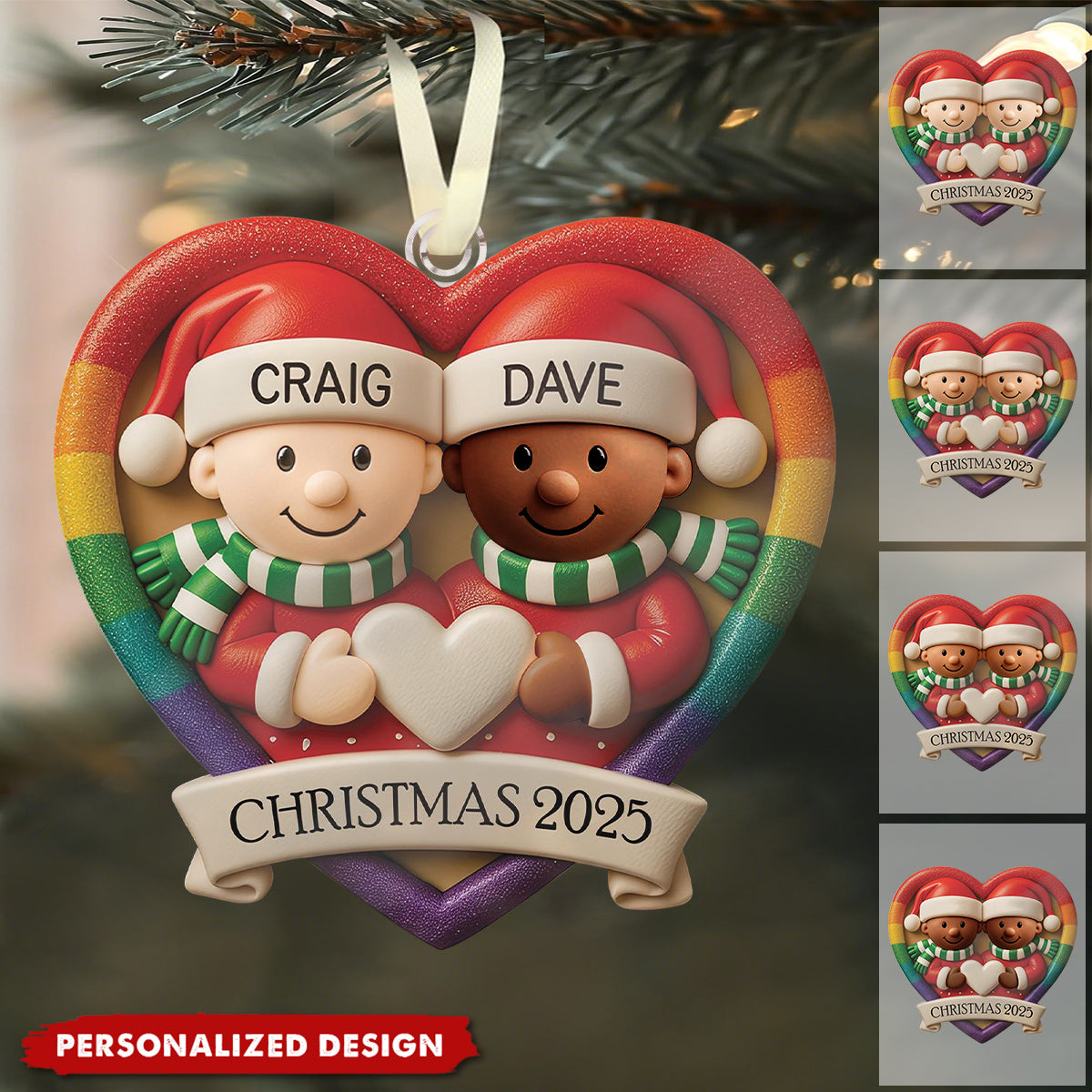 Personalized LGBT Couple Christmas Ornament