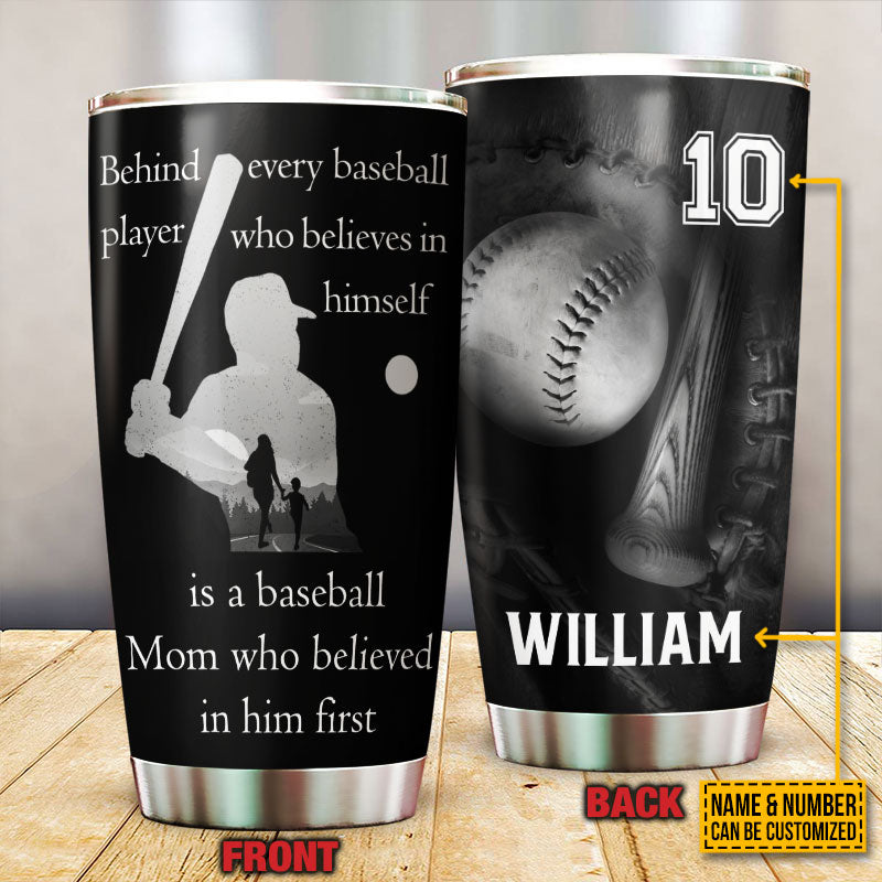 Personalized Baseball Mom Behind Customized Tumbler