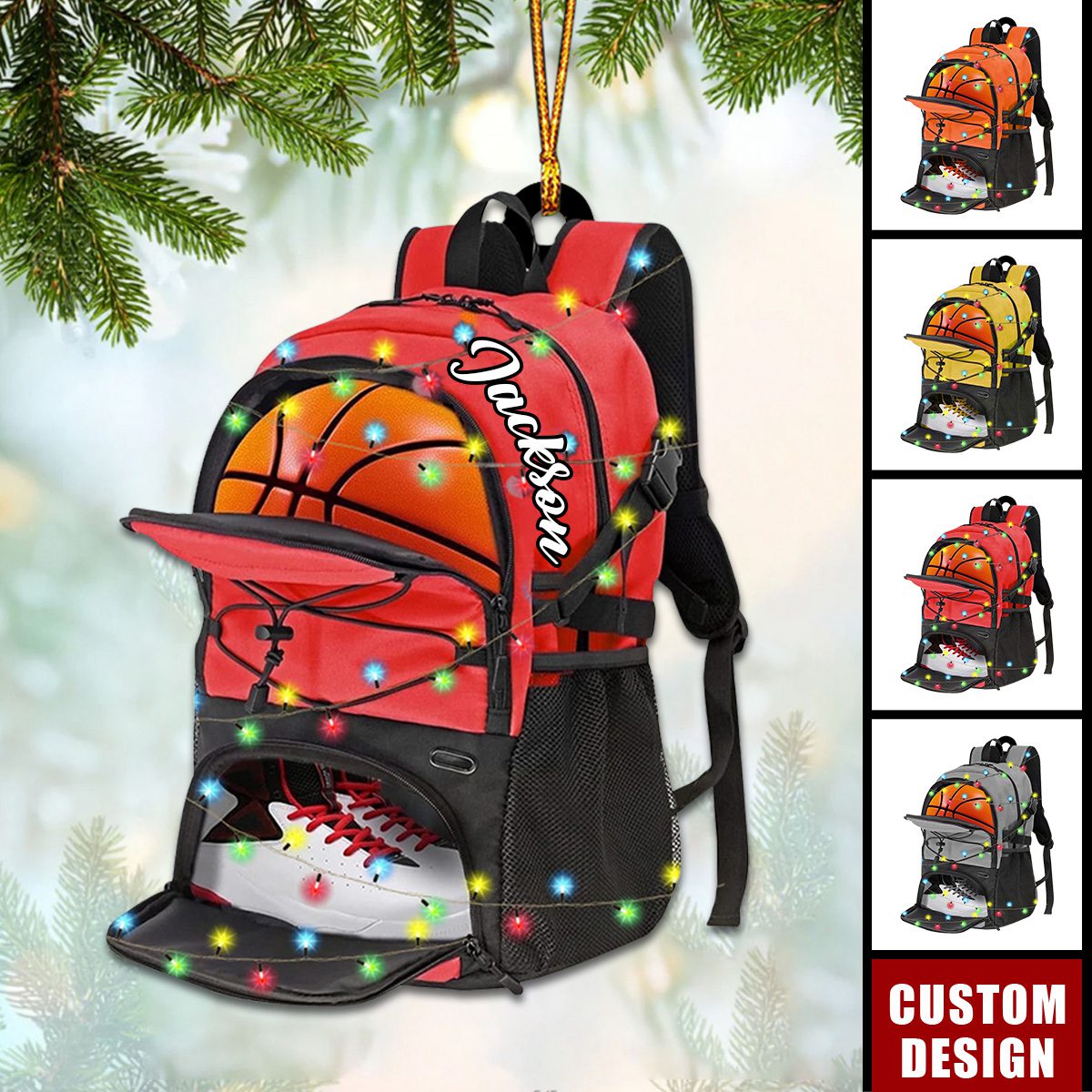 Personalized Basketball Bag Christmas Ornament - Gift For Basketball Players
