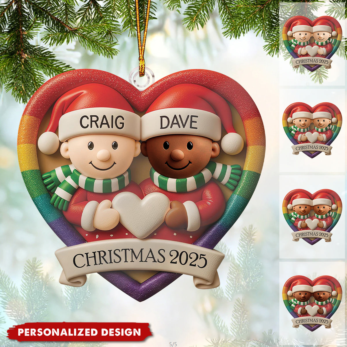 Personalized LGBT Couple Christmas Ornament