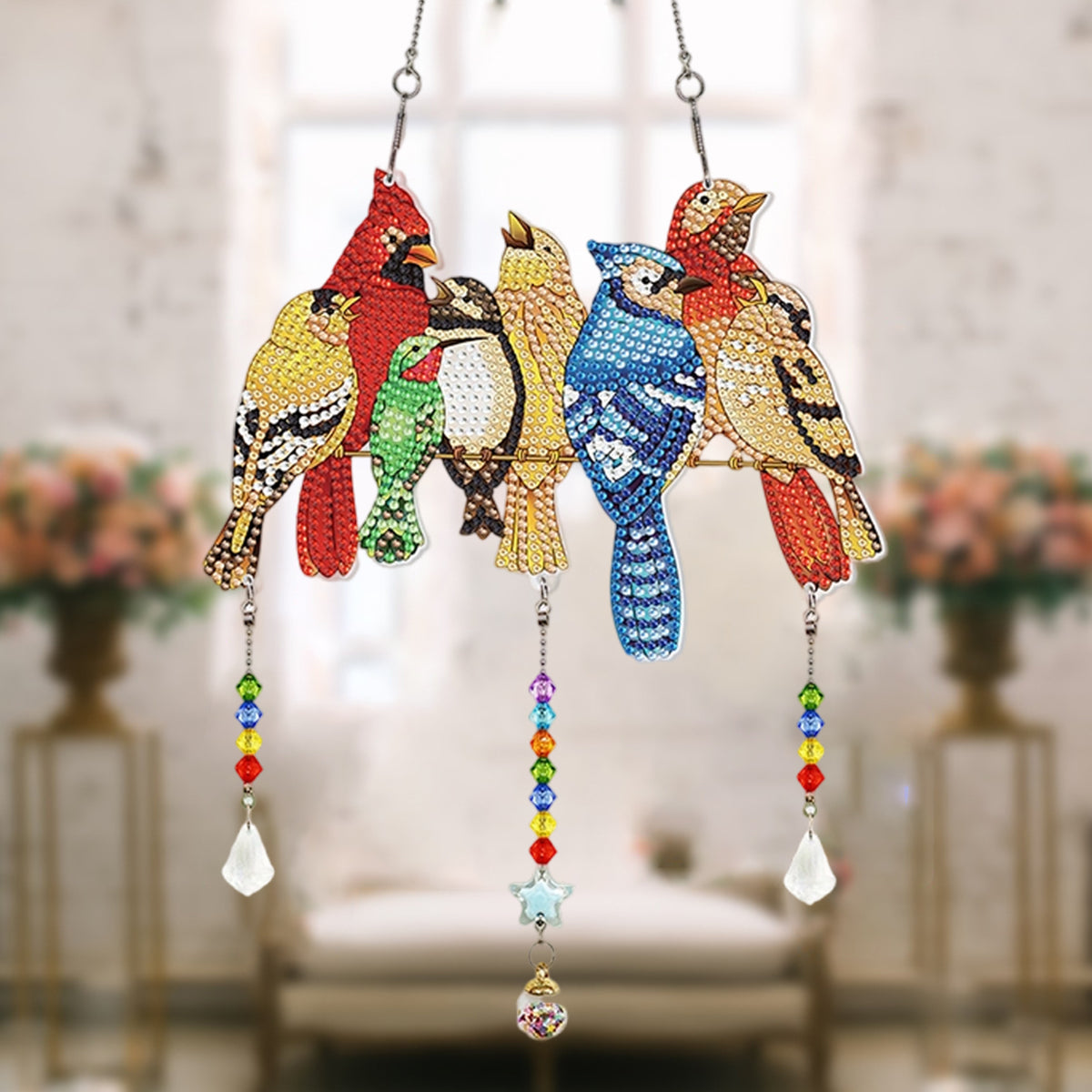 Diamond- Art Hanging Kit - Special Rhinestone 5D Window Ornament - Gift For Bird Lovers