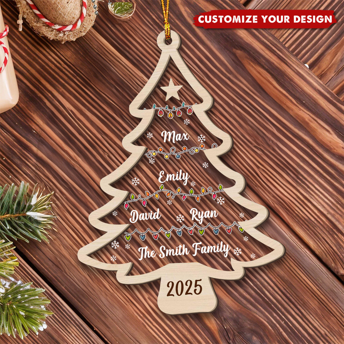 Wish You A Wonderful Christmas - Family Personalized Tree Ornament 2025