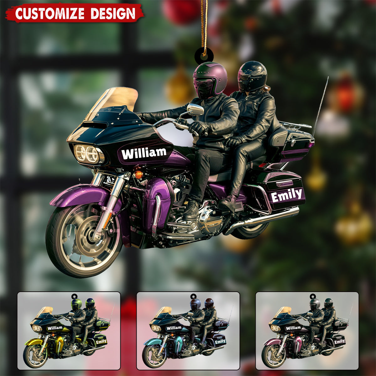 Personalized Motorcycle Christmas Ornament, Custom Biker Name Ornament - Gift for Biker Lover