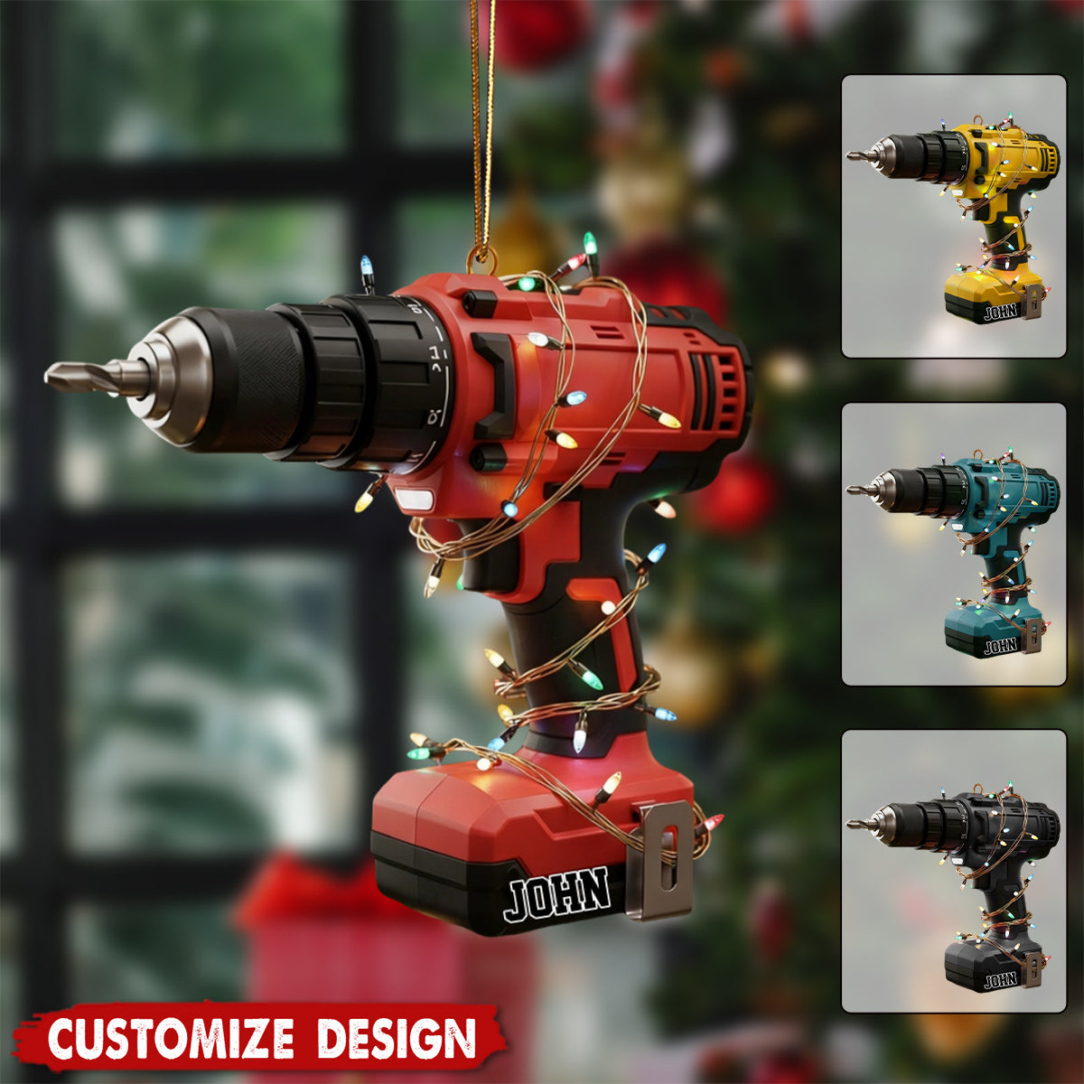 Personalized Drill Ornament - Gift For Handyman, Workshop, DIY Lovers