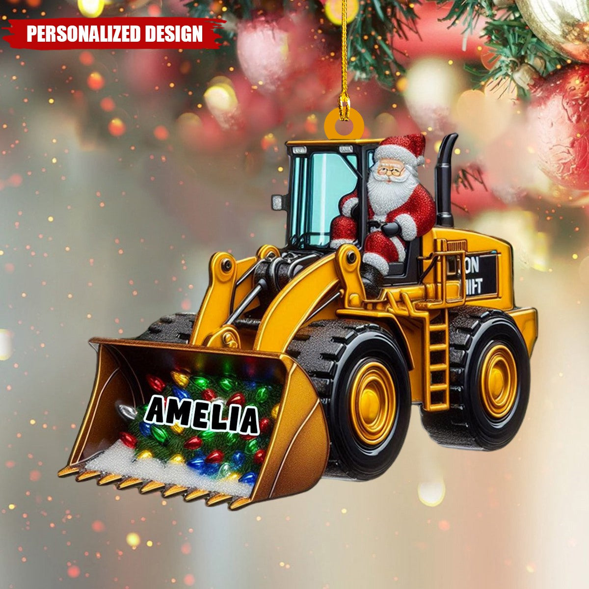 Personalized Santa on The Excavator Christmas Ornament, 2025 New Release Gifts For Kids
