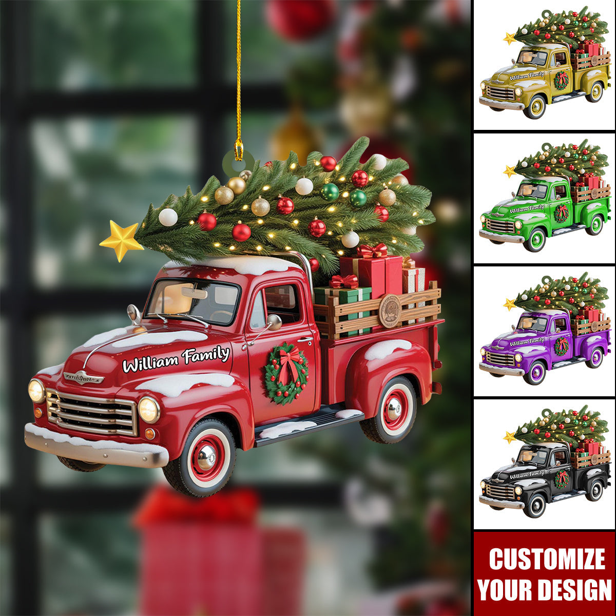 Personalized Truck Christmas Ornament, Gift For Trucker Ornament