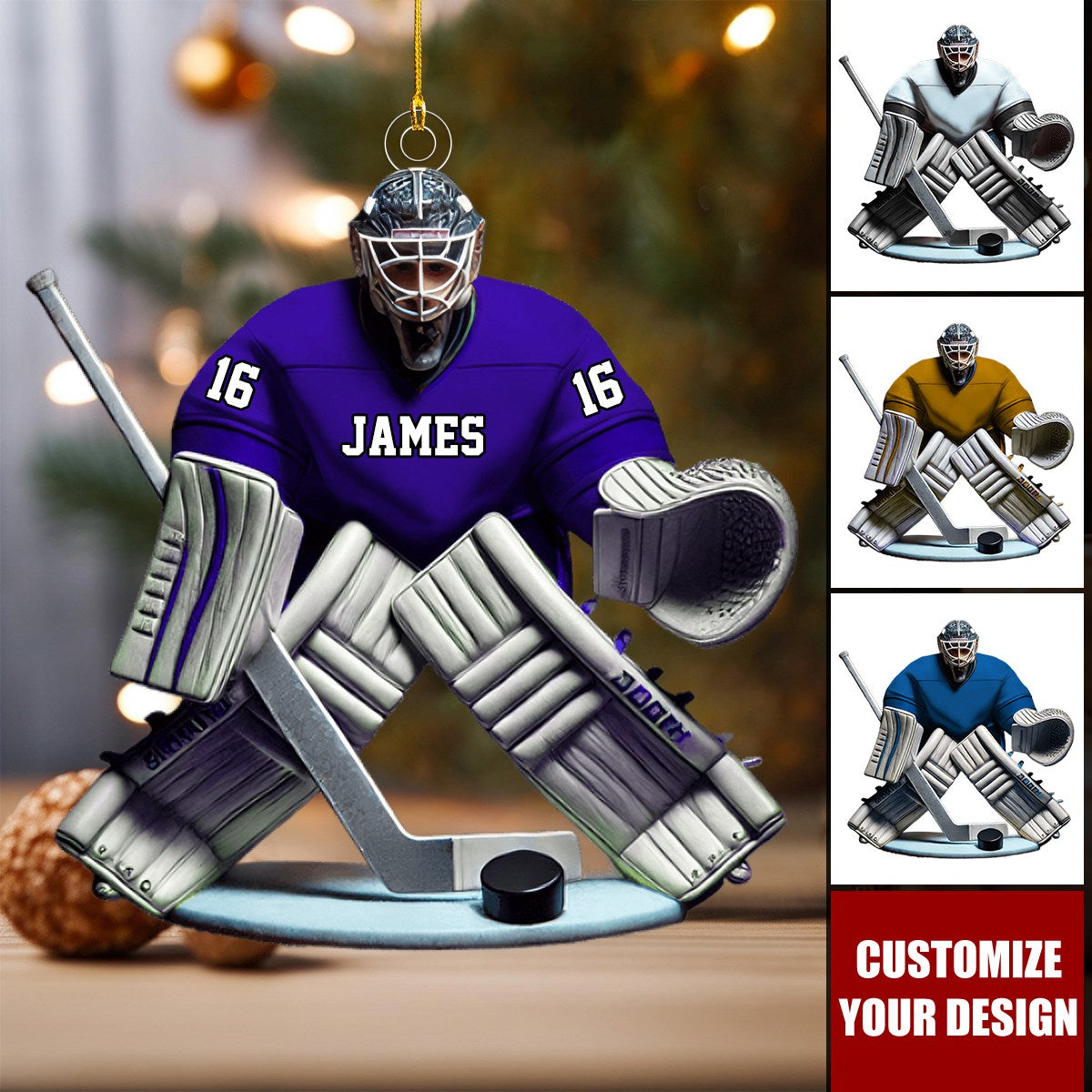 Personalized Hockey Goalie Christmas Ornament