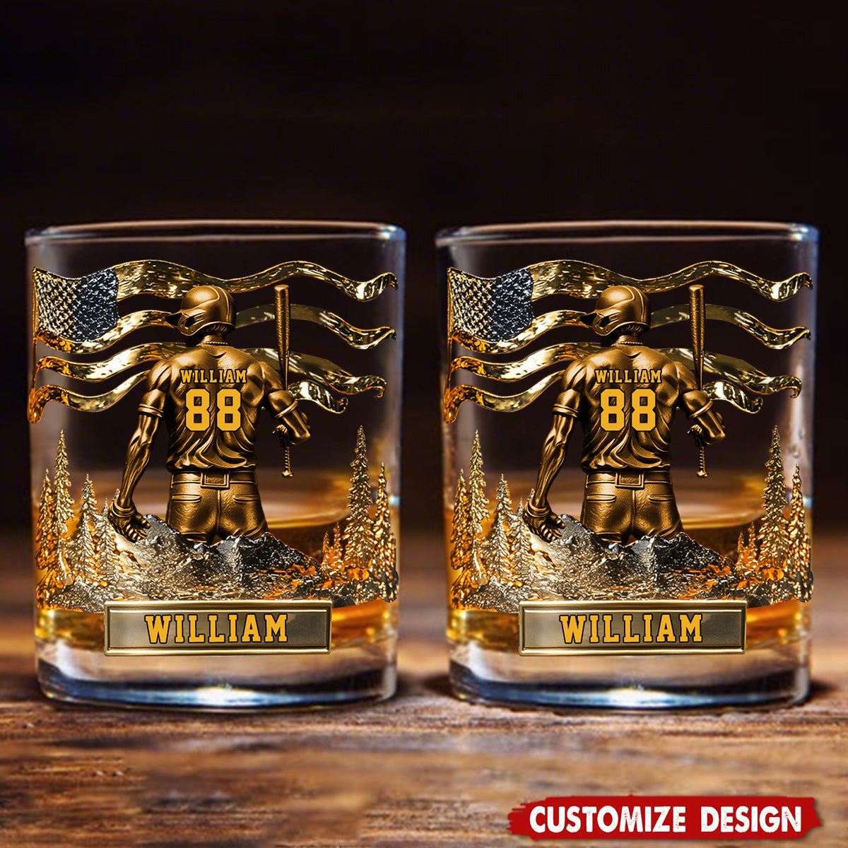 Personalized Baseball Whiskey Glass - Gifts For Baseball Lovers