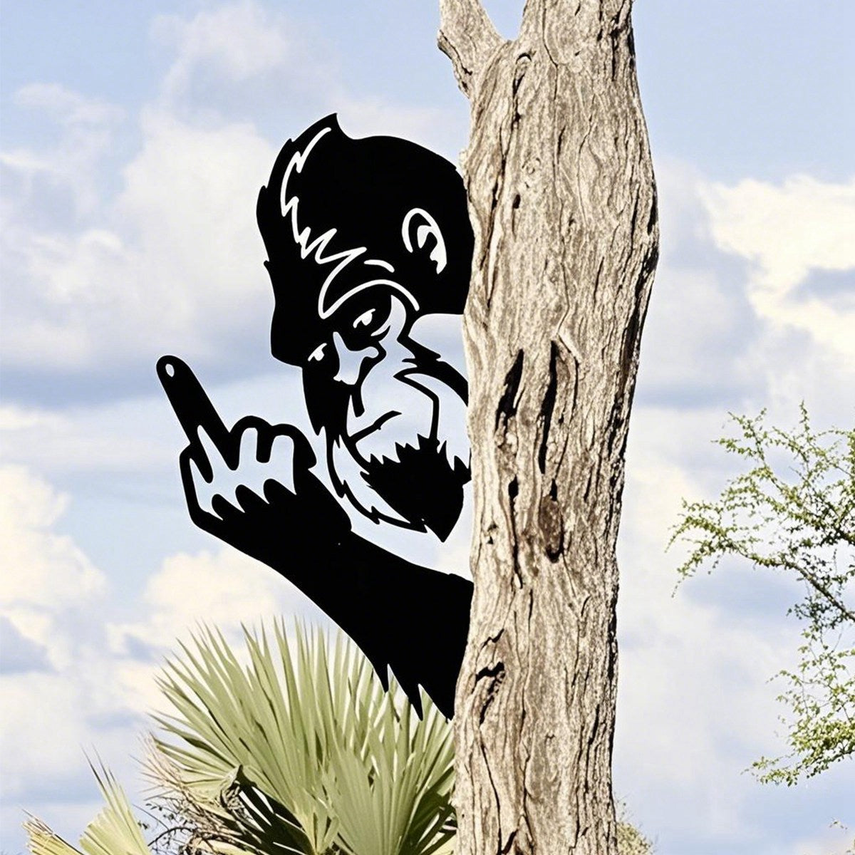 Peek-a-Boo Flipping Off Bigfoot Metal Sign – Flipping the Bird Edition - Bigfoot Says Your #1