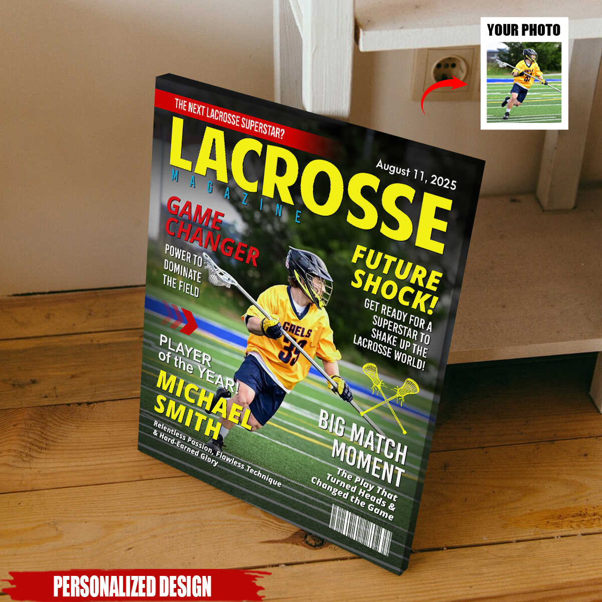 Custom Lacrosse Magazine Cover Poster, Gift For Lacrosse Player
