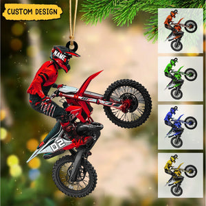 Personalized Motocross Biker Christmas Ornament