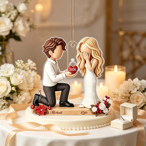 Personalized Couple Marriage Proposal Christmas Ornament, First Christmas Engaged,She Said Yes,Wedding Xmas Gift,Engagement Gift For Couples