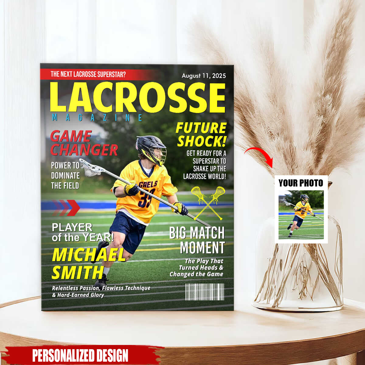 Custom Lacrosse Magazine Cover Poster, Gift For Lacrosse Player