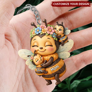 Grandma Mom's Reasons to Bee Happy - Personalized Acrylic Keychain - Mother's Day Gift for Grandma, Mom