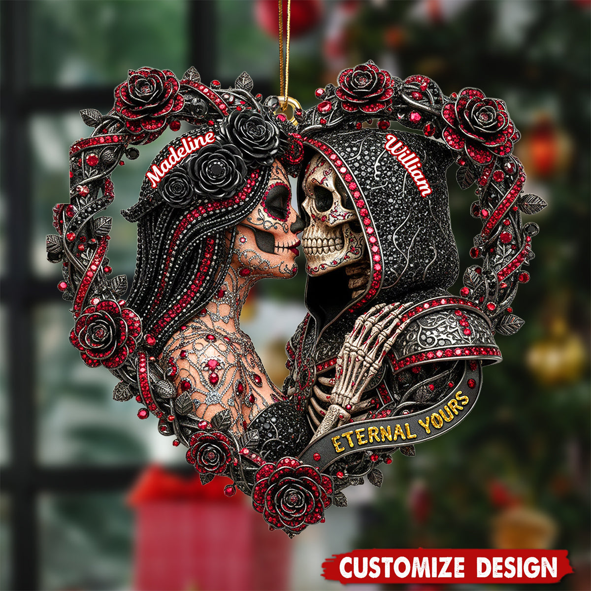 Skull Couple Ornament Personalized Christmas Gifts