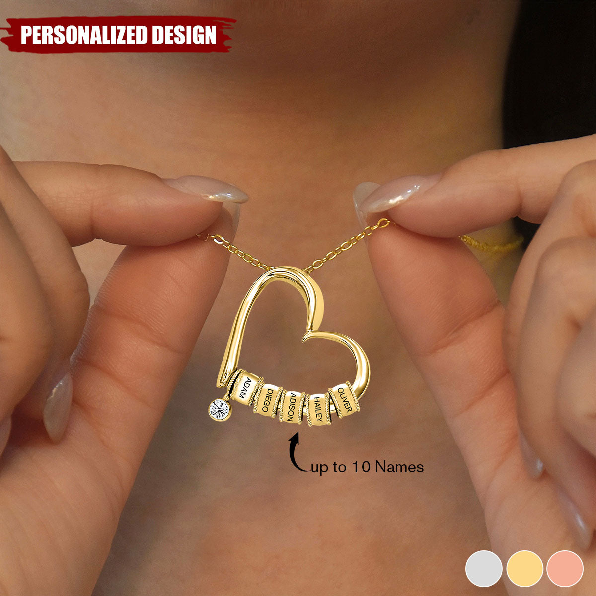 Personalized Name Hearts Christmas Necklace-Gift For Family