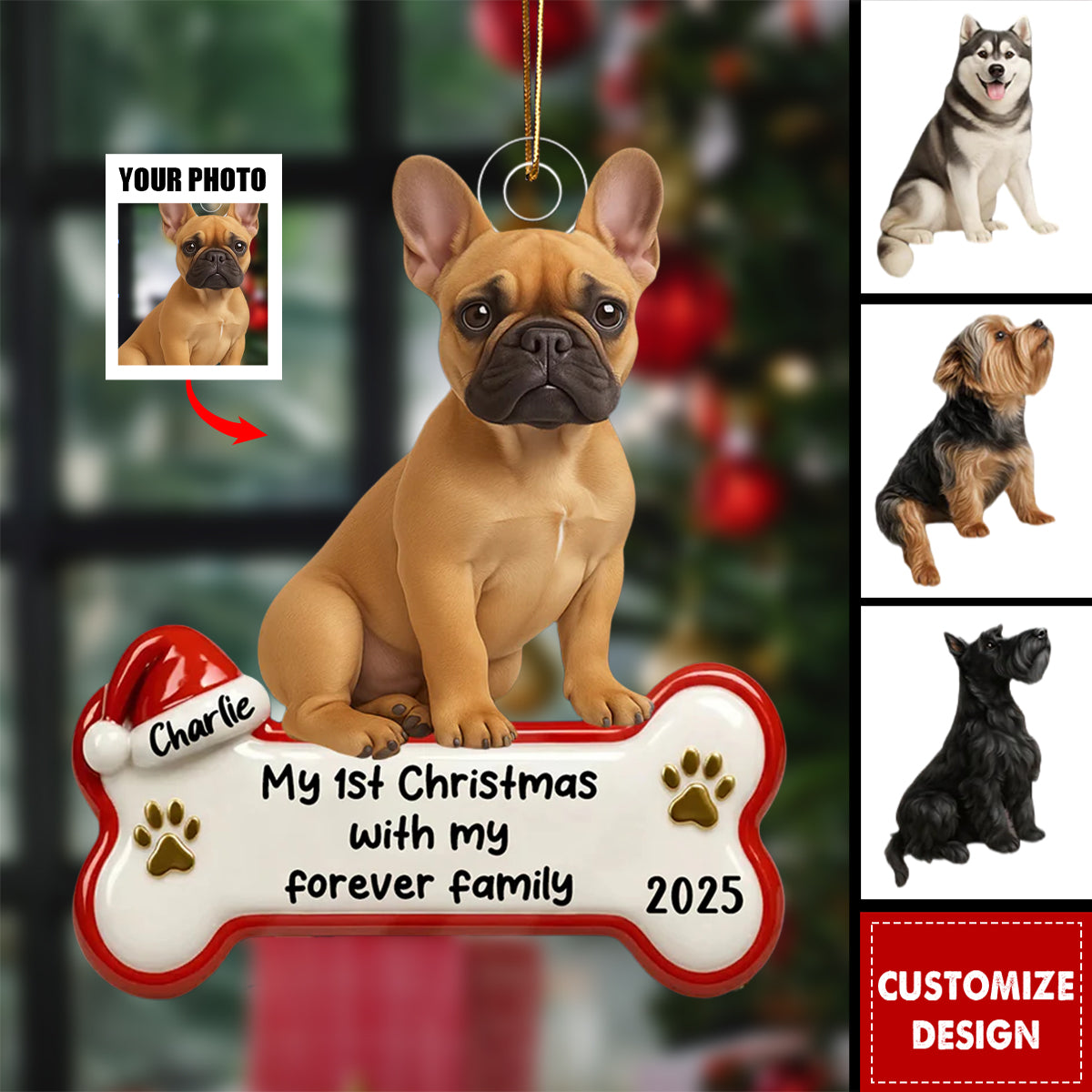 My 1st Christmas With Forever Family - Personalized Acrylic Ornament - Gifts For Dog Lovers