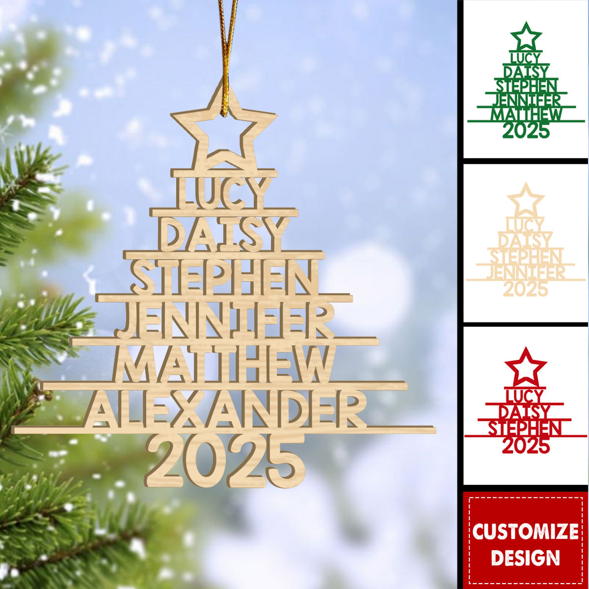 2025 New Release Personalized Family Name Wood Ornament
