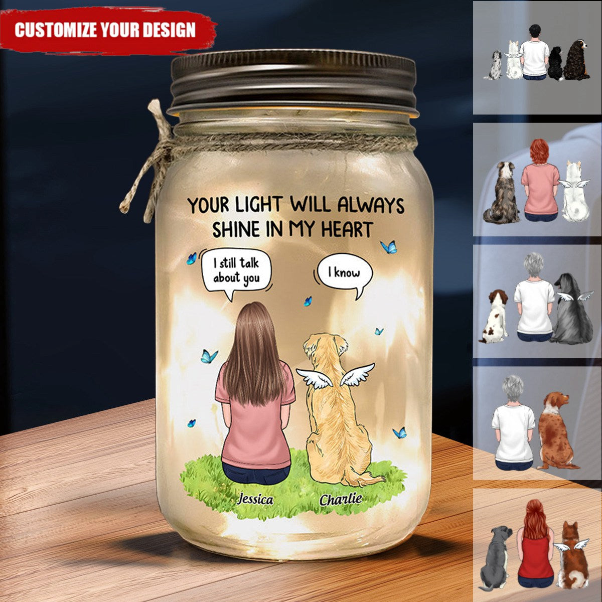 My Heart Was Not Ready To Lose You - Memorial Personalized Custom Mason Jar Light - Sympathy Gift For Pet Owners, Pet Lovers
